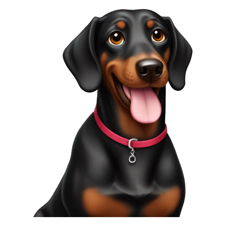 Valentines  large black dog brown dachshund  sticker