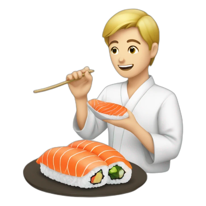 Humain qui mange un sushi sticker