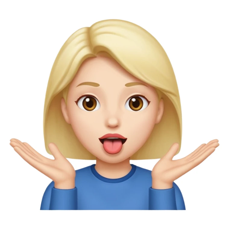 Hands to the side tongue out and eyes wide open sticker