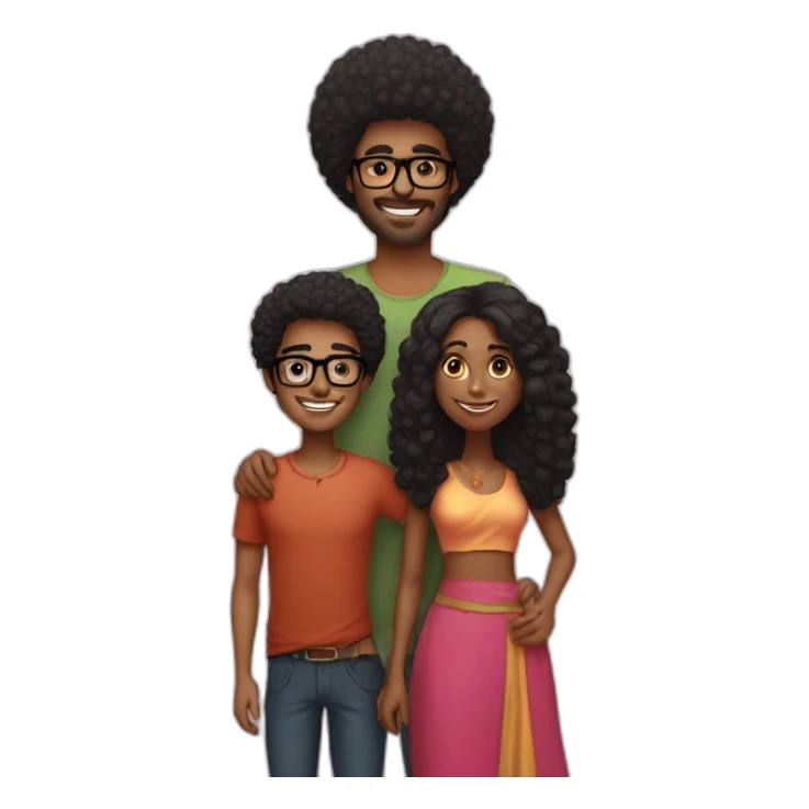 indian-guy-with-glasses-and-black-girl-with-afro-couple sticker