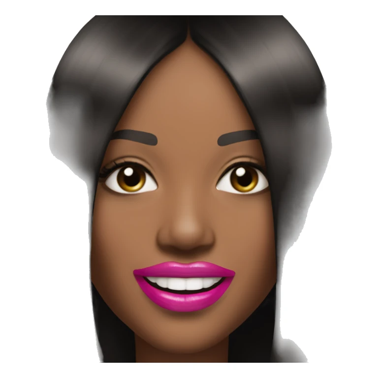 Naomi Campbell long black hair smiling pink lipgloss  sticker