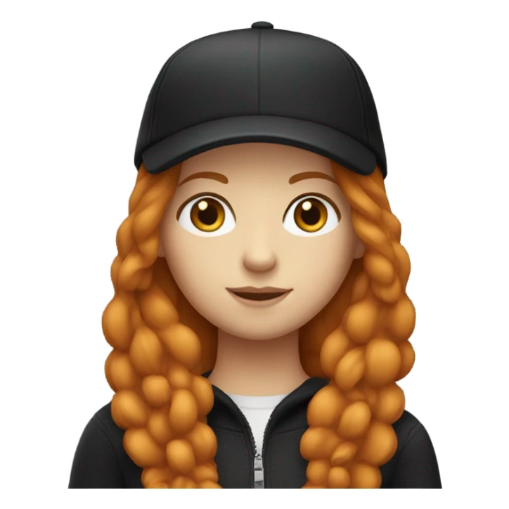 Ginger girl with straight long hair and a black cap on sticker