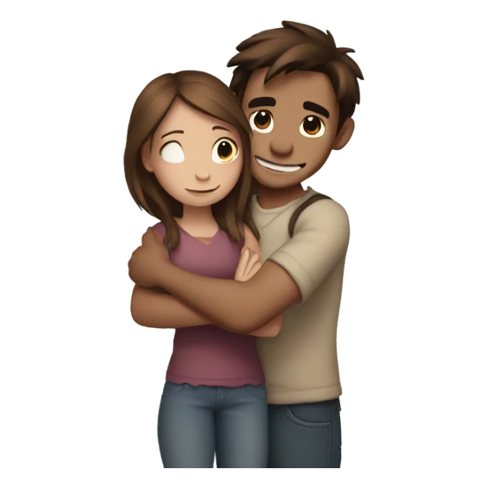 Stitch hugging a brown haired girl sticker