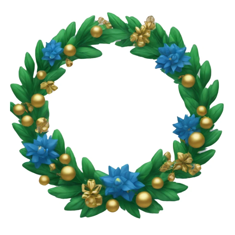 Green wreath with blue and gold ornaments  sticker
