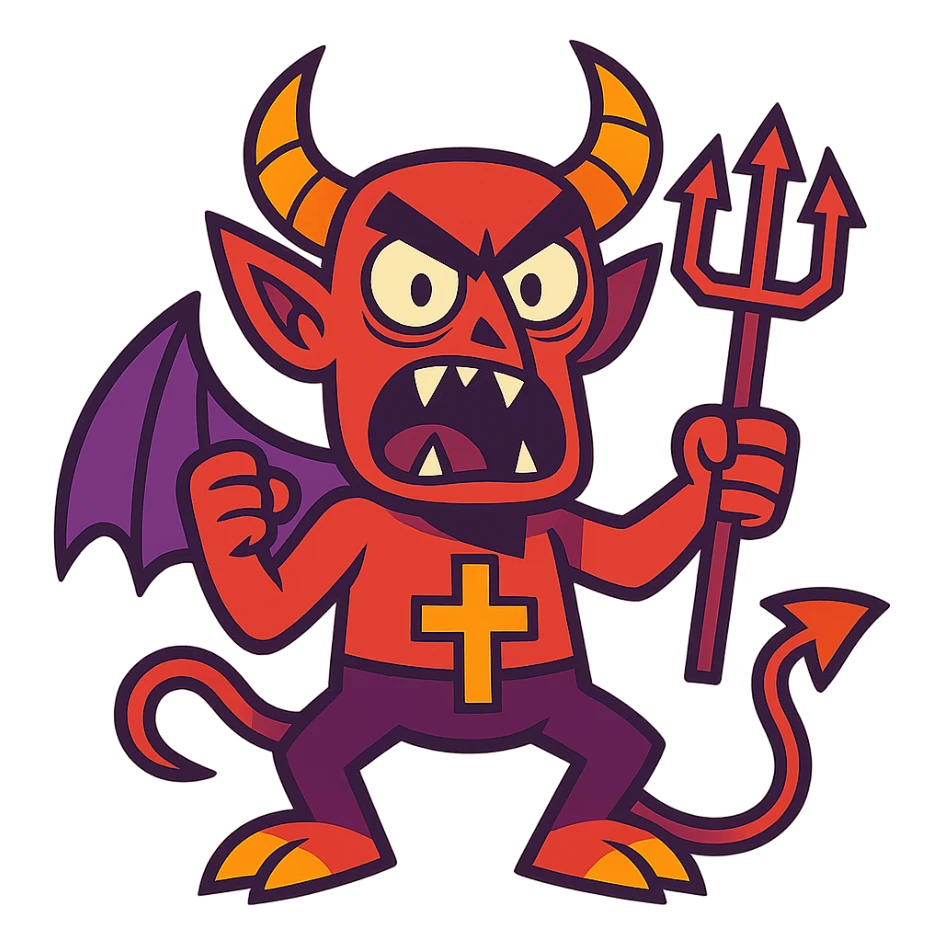 Belzebuth with exaggerated features in vibrant toon style sticker