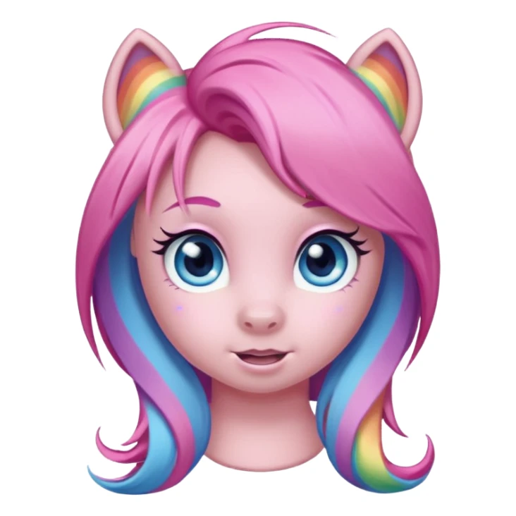Light Pink my little pony with pastel rainbow hair and blue eyes  sticker