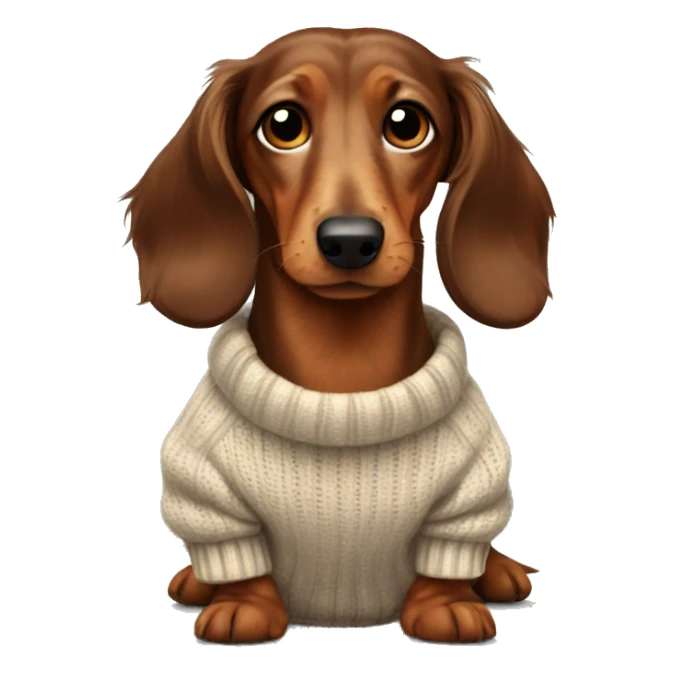 Brown Long-haired dachshund in a sweater sticker