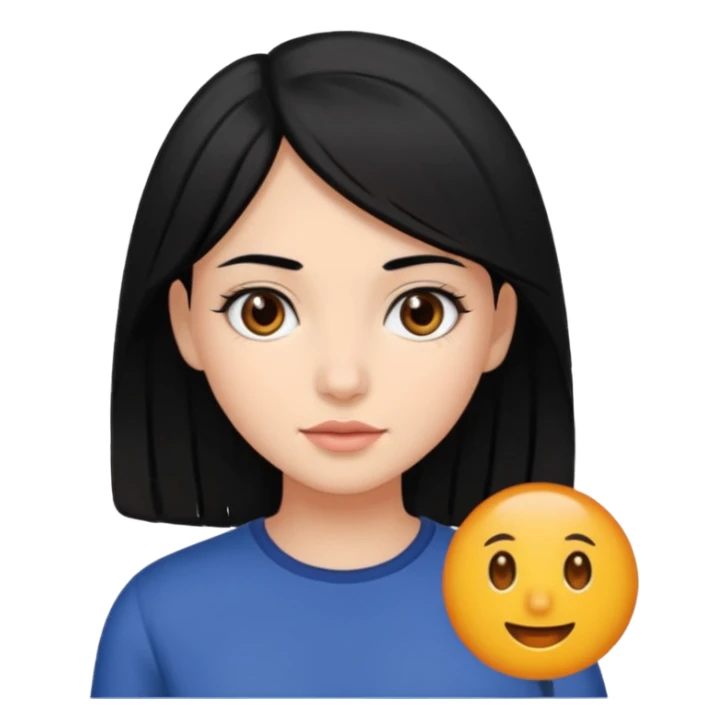 chica con pelo  negro y media melena y ojos marrones oscuros sticker