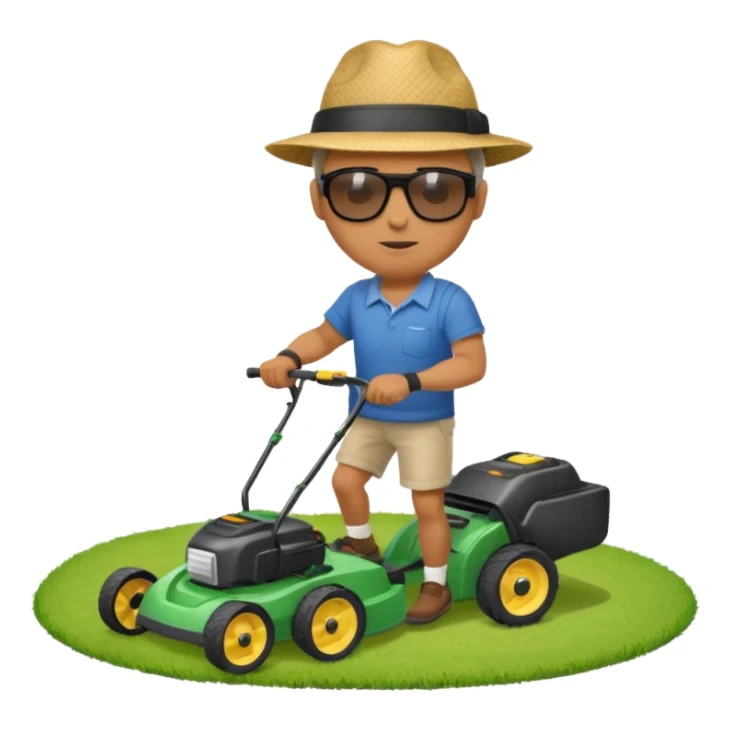 Homme tondant la pelouse sticker