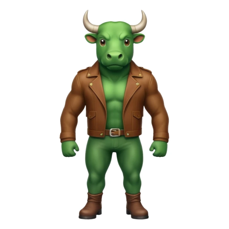 Big green bull full body with brown jacket sticker