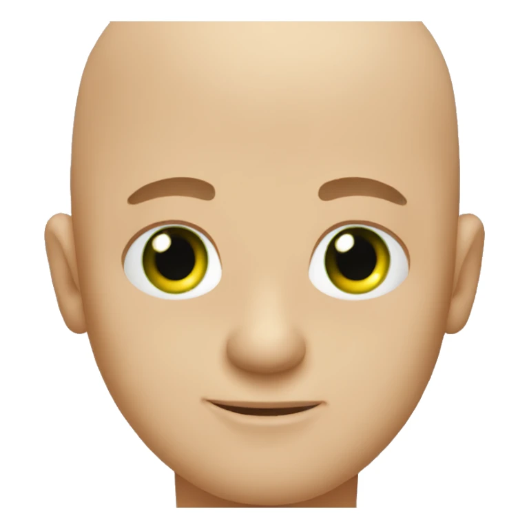 Bald guy with green eyes holding a fish sticker