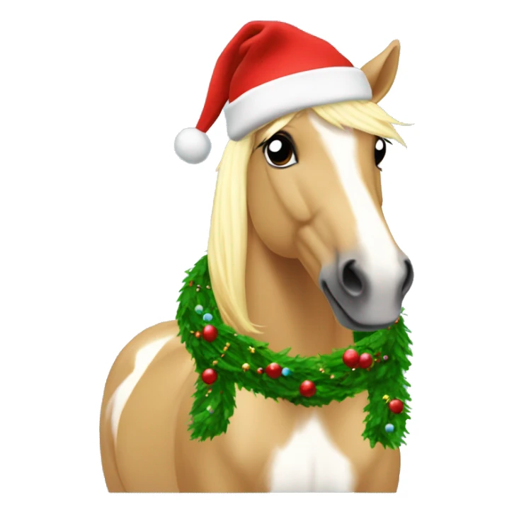 Palomino pony with a Christmas hat on ￼ sticker