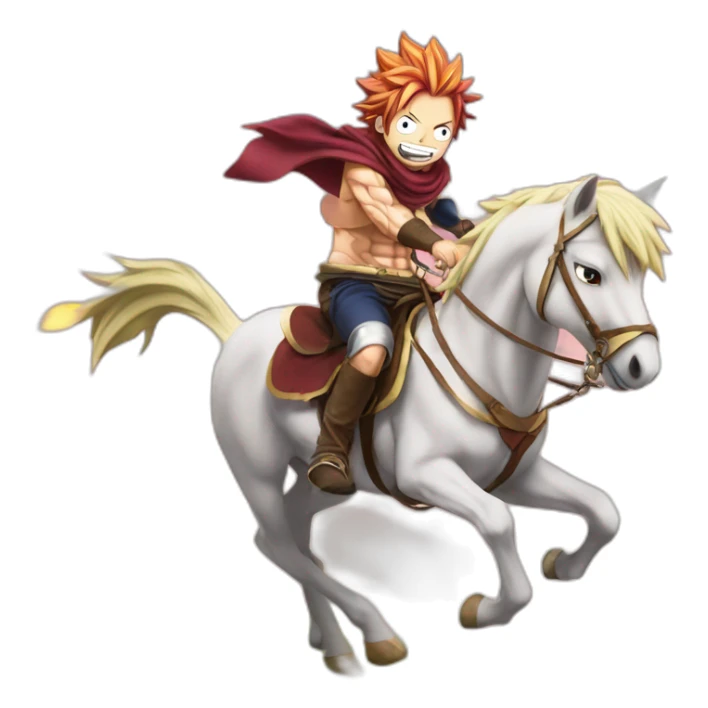 natsu from fairy tail anime riding a horse sticker
