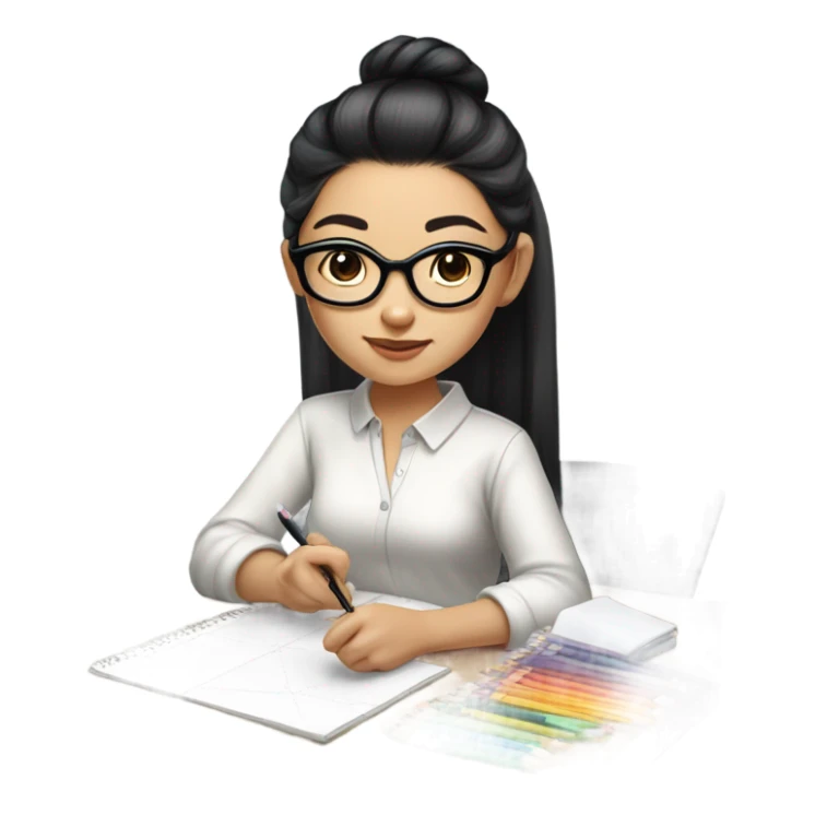 chinese girl designing sticker