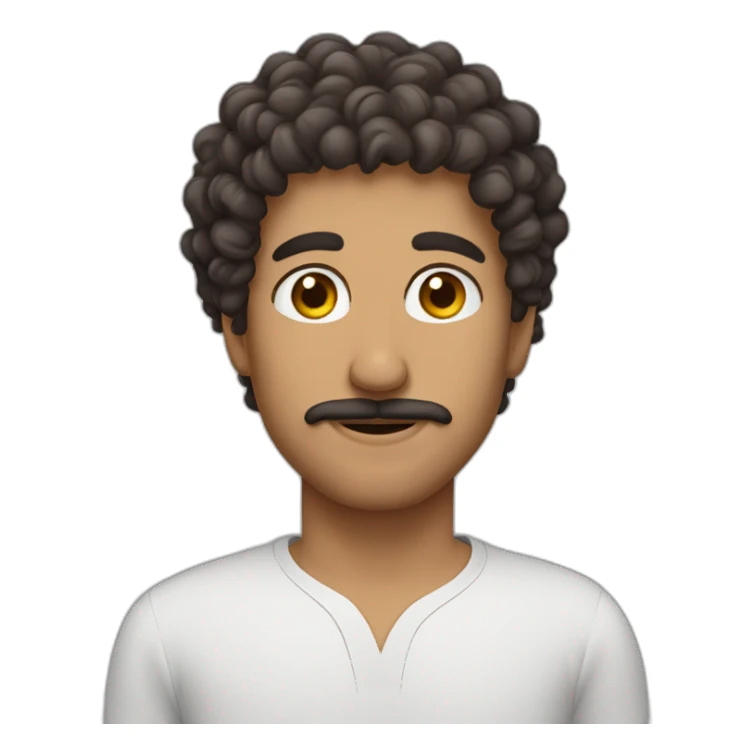 Arabic guy curly hair square jaw mustache sticker