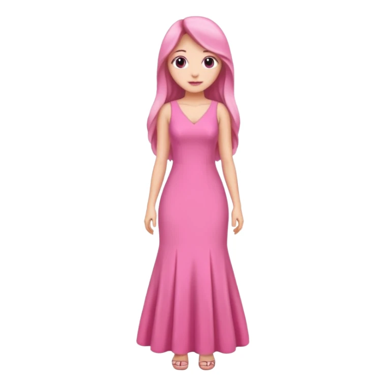 woman long hair pink dress full body sticker