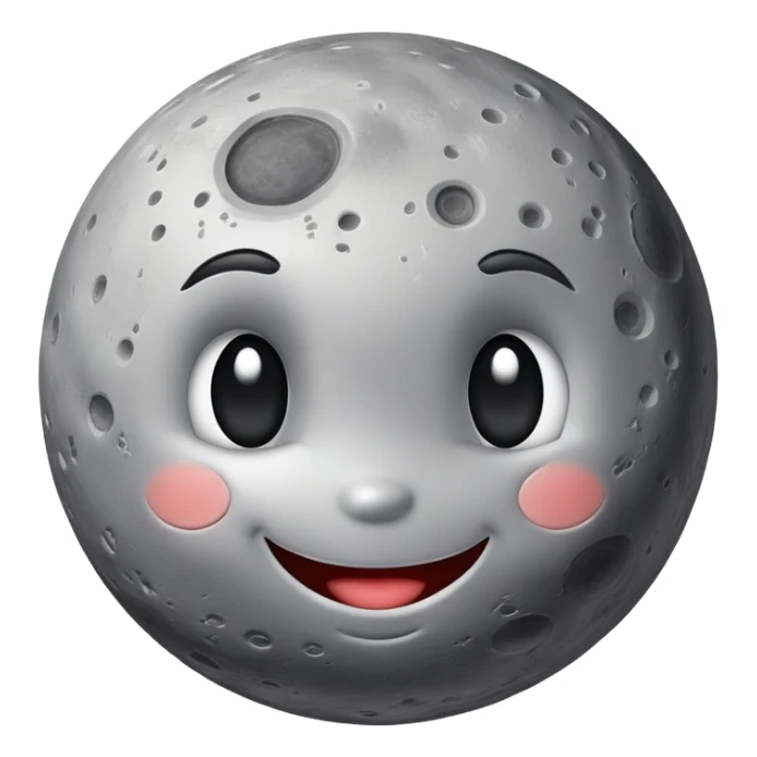 Mercury planet with a cute smiling face and crater details sticker