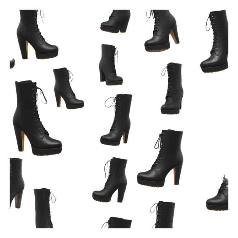 Black tall High heel boot lace up leather tall sticker