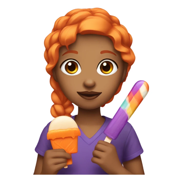 A girl with orange hair holding a purple popsicle  sticker