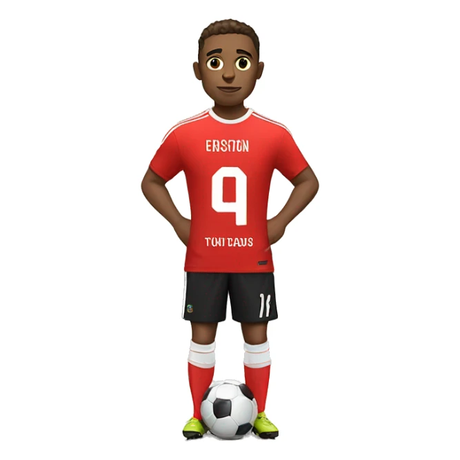 Soccer Player in a Dressing room trying his New Jersey in red on  sticker