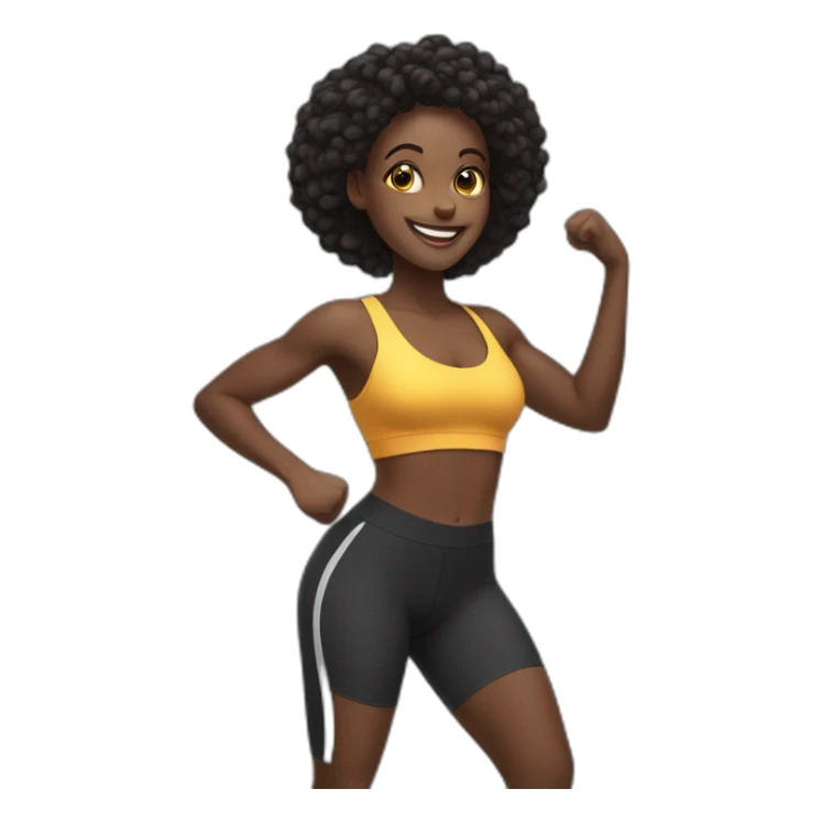 black girl, happy, working out sticker
