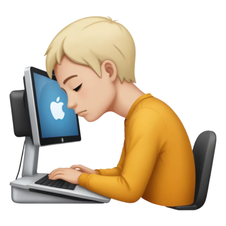 person with bad back or neck posture emoji (like sitting all tilted towards computer) sticker