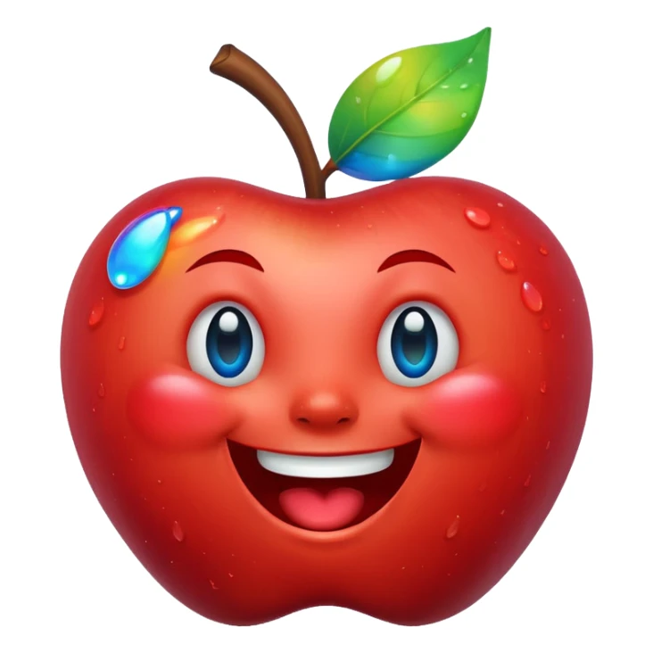 Laughing rainbow tears emoji, apple style, with a cheerful expression and tears in rainbow colors sticker