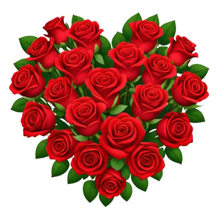 bouquet of red roses arranged in a heart shape sticker