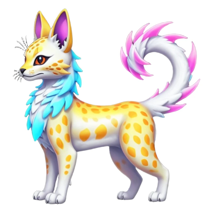 Neon Vibrant Pulsating Trail-glowing Chromatic Trico-Serval-Absol-Gryphon-Dragon-fusion-hybrid sticker