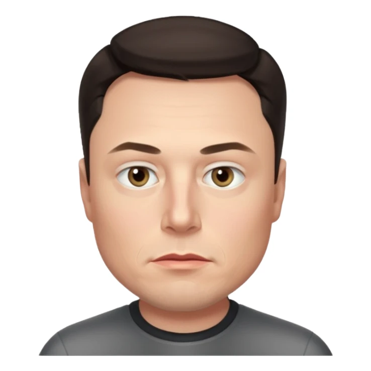 realistic make me elon musk serious face dark hair  sticker