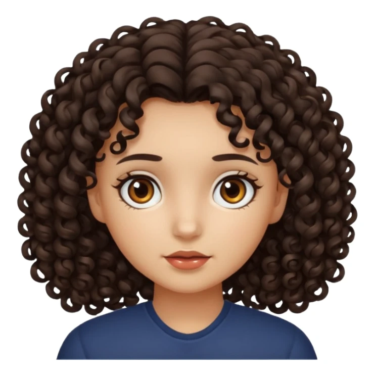 a girl with curly dark brown hair and dark brown eyes sticker
