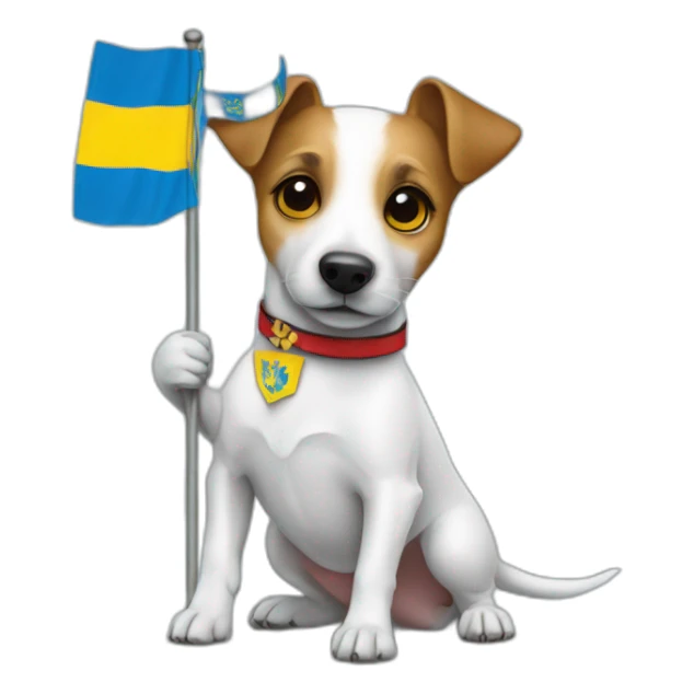 Jack Russell terrier dog with the flag of Ukraine  sticker