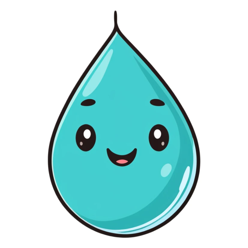 cute water droplet with a smiling face sticker