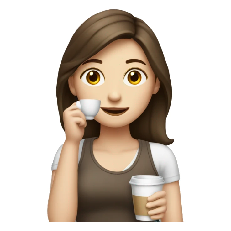 Pale brunette girl drinking coffee sticker