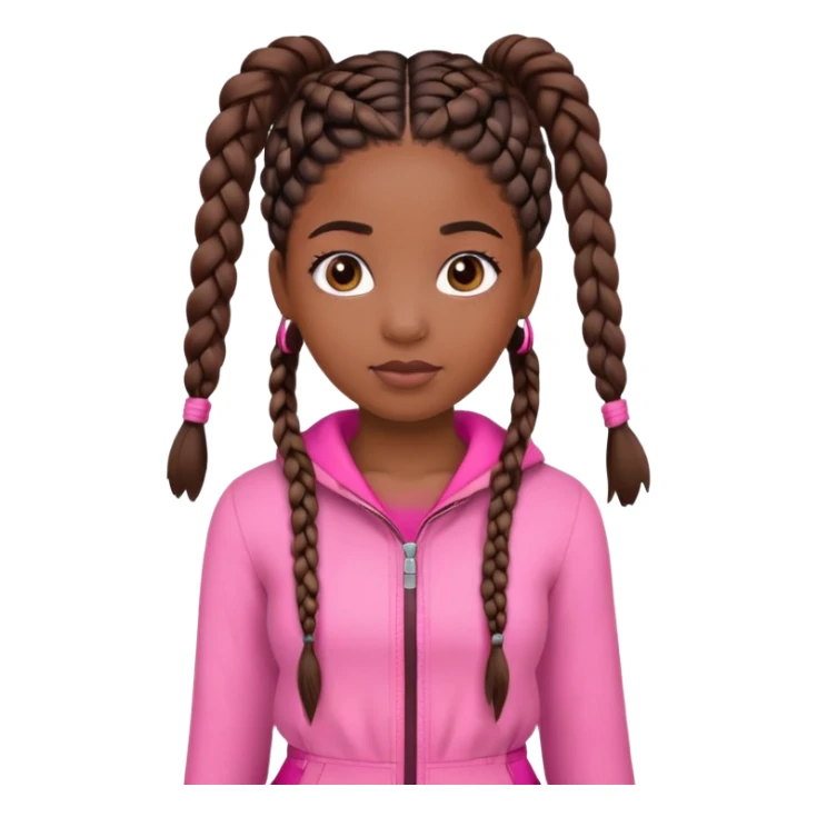 Black girl with braids ￼wearing a pink sticker