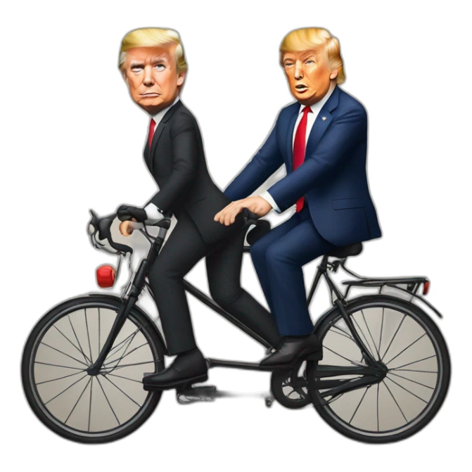Donald trump et Emanuel Macron sur un vélo sticker