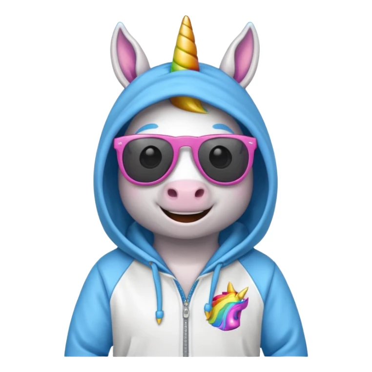 Unicorn with sunglasses and a hoodie sticker