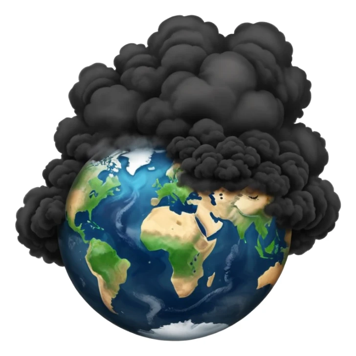 Pollution on earth and earth surface should seen more polluted  the view should be from outer space and black smoke in there  sticker