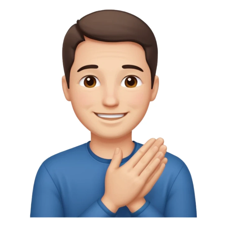 Create a blushing smile face with prayer hands by his cheek  sticker