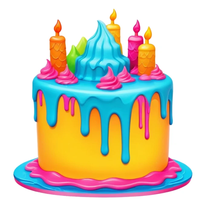 melting neon colors surreal cake landscape  sticker