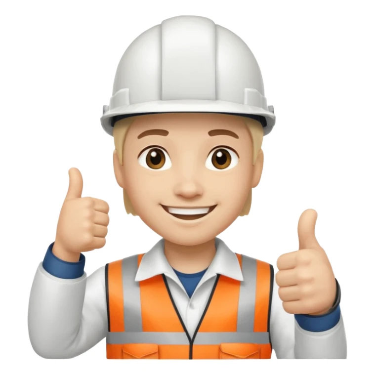 Cara de persona con casco blanco inginierl civil con pulgar arriba sticker
