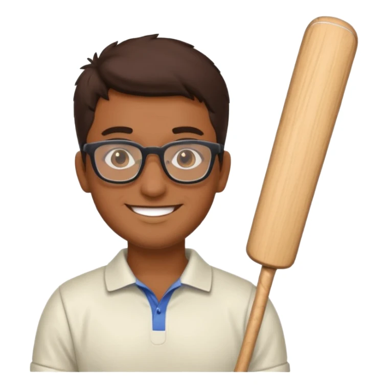 Brown Guy with glasses who likes to play cricket sticker