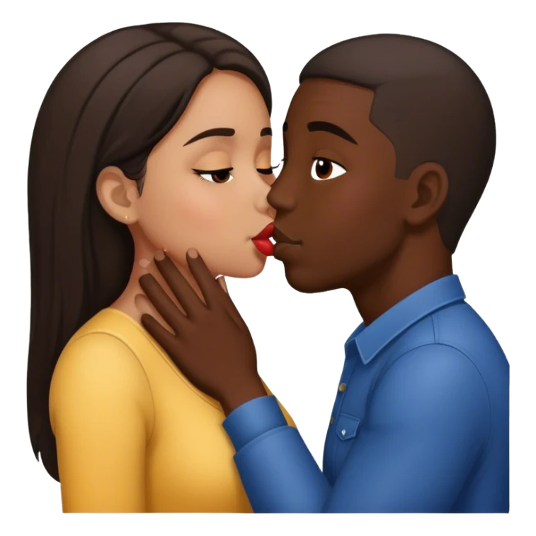 hispanic girl kissing dark skin man sticker