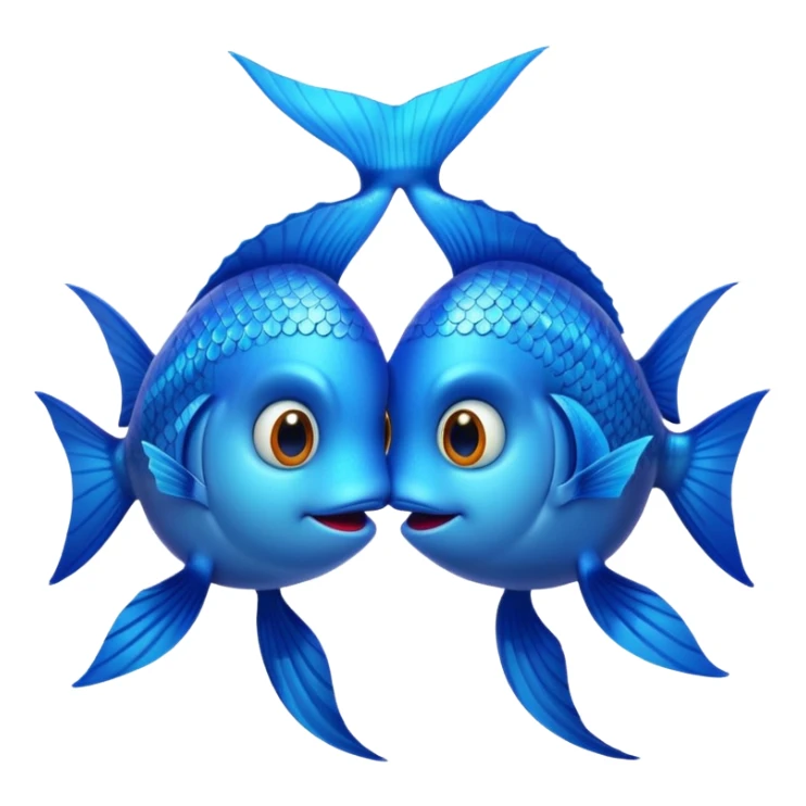 two blue fishes kissing sticker