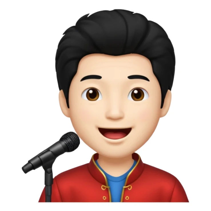 chinese man with big hair singing sticker