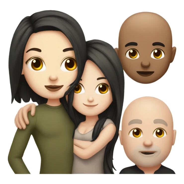 White girl dark hair kissing mixed bald man sticker