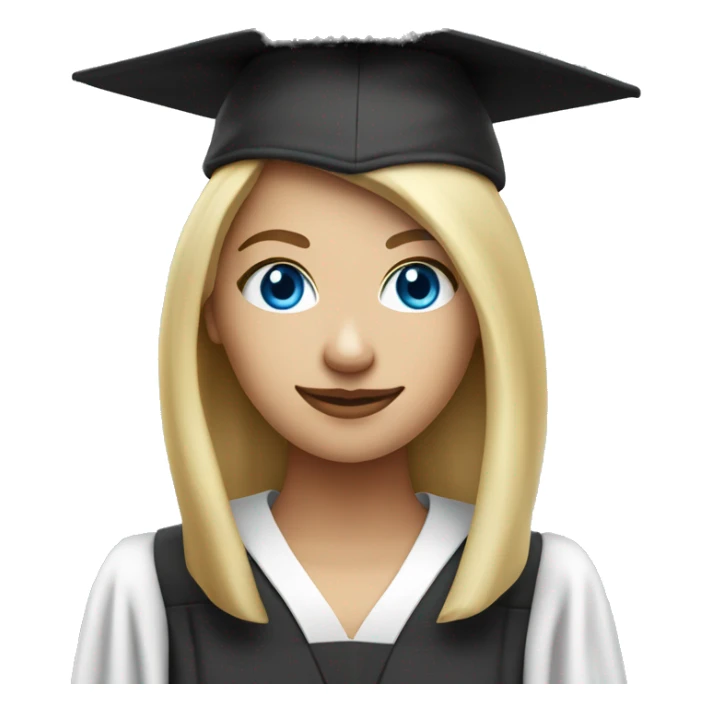 White skin blond female student with phd graduation hat blue eyes sticker