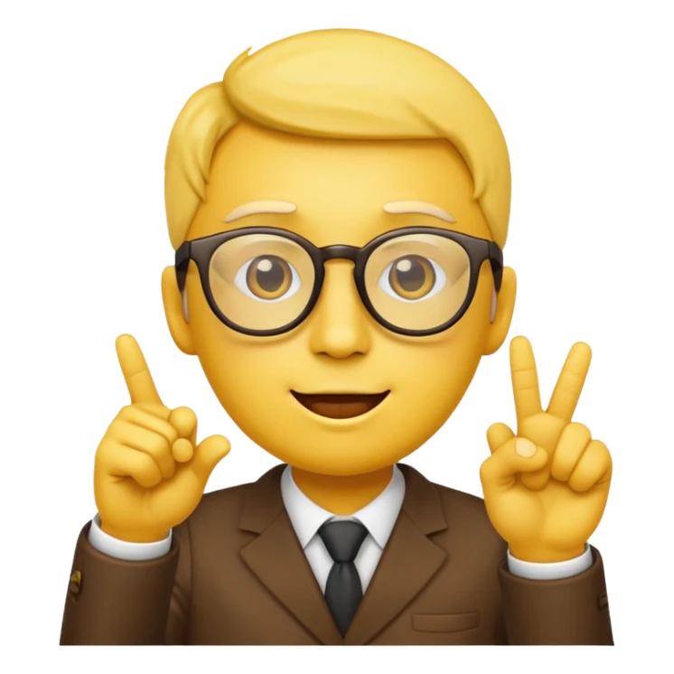 yellow face emoji wearing glasses and pointer finger pointing upwards on the right side sticker