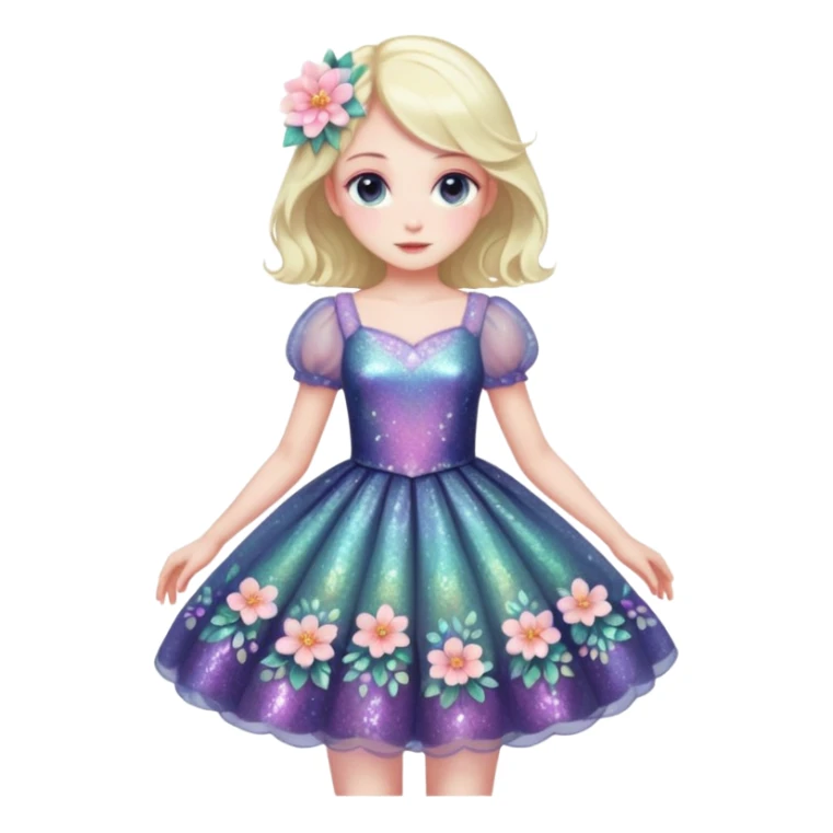 Multicolored sparkly pastel dark iridescent light pale gloomy spooky cute adorable pretty cool elegant realistic floral exotic Falvie-Fionbri, full body sticker