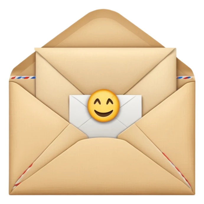 an open beige envelope with a letter sticking out of it sticker